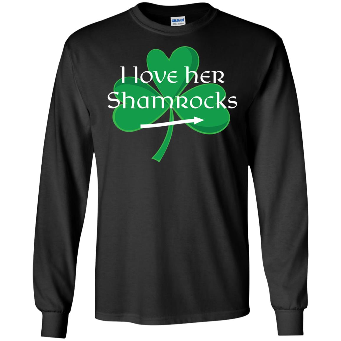 Saint Patrick_s Day T-shirt I Love Her Shamrocks Black