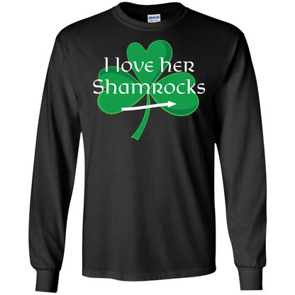 Saint Patrick_s Day T-shirt I Love Her Shamrocks Black