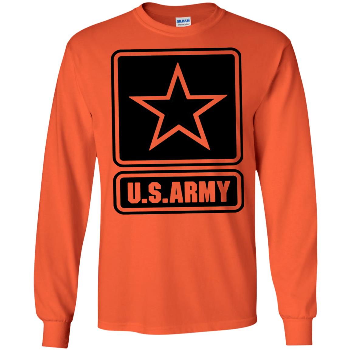 Us Army Black Logo United States Design T-shirt Orange