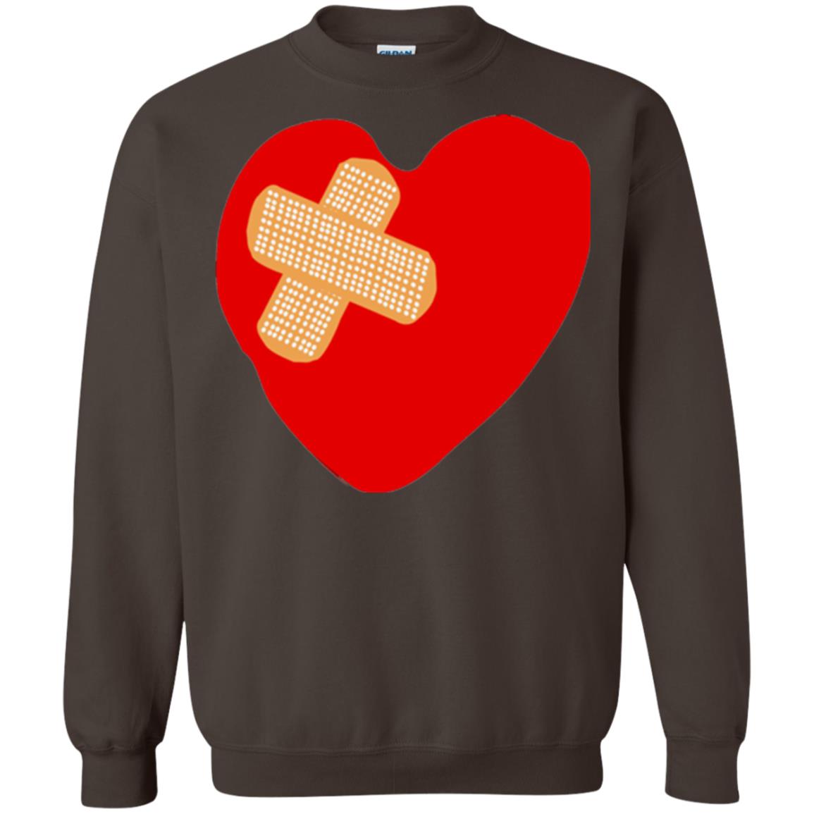 Funny Patched Up Heart Graphic T-shirt Dark Chocolate