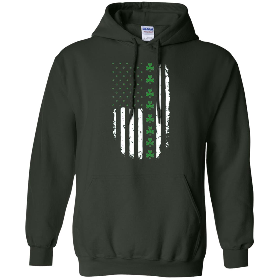 Irish American Flag St. Patrick_s Day T-shirt Forest Green