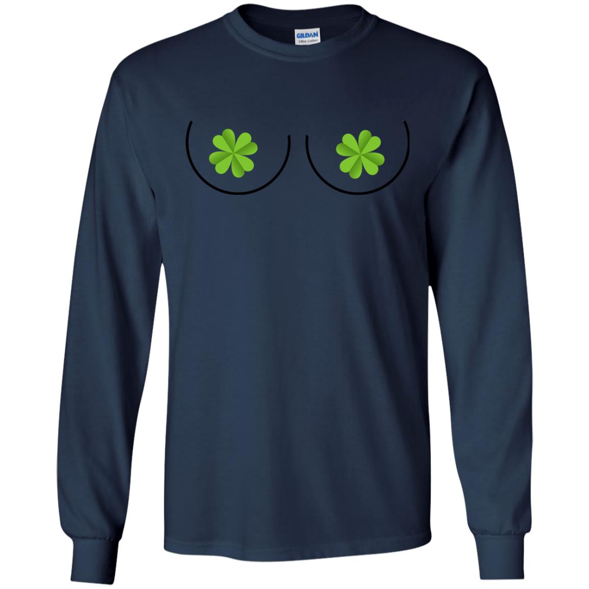 Shamrocks Breast Saint Patrick_s Day T-shirt Navy