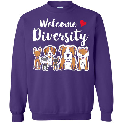 Dog Lover T-shirt Welcome Diversity Purple