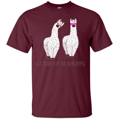Funny Alpaca T-shirt Get Ready For The Alpacalypse Maroon