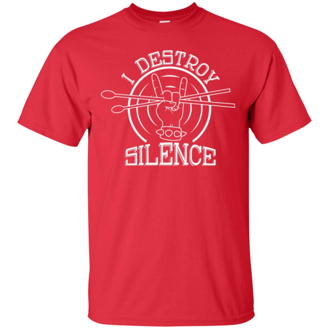 Drummer T-shirt I Destroy Silence Red