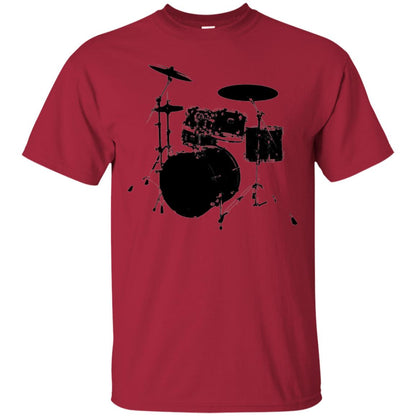 Drum Lovers T-shirt Drum Kit Stencil Print Cardinal