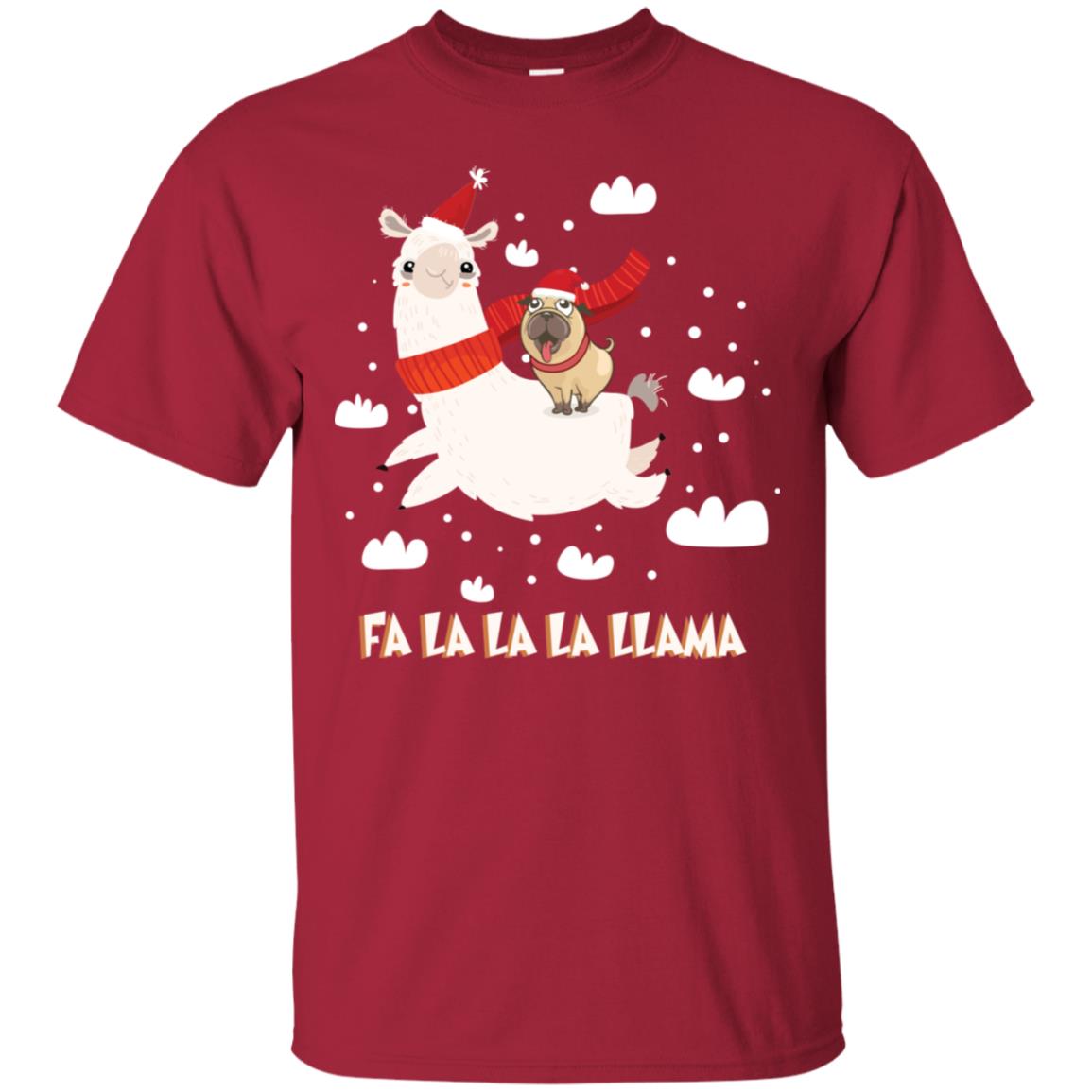 Fa La La La Llama With Pug X-mas Gift Shirt Cardinal