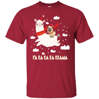 Fa La La La Llama With Pug X-mas Gift Shirt Cardinal