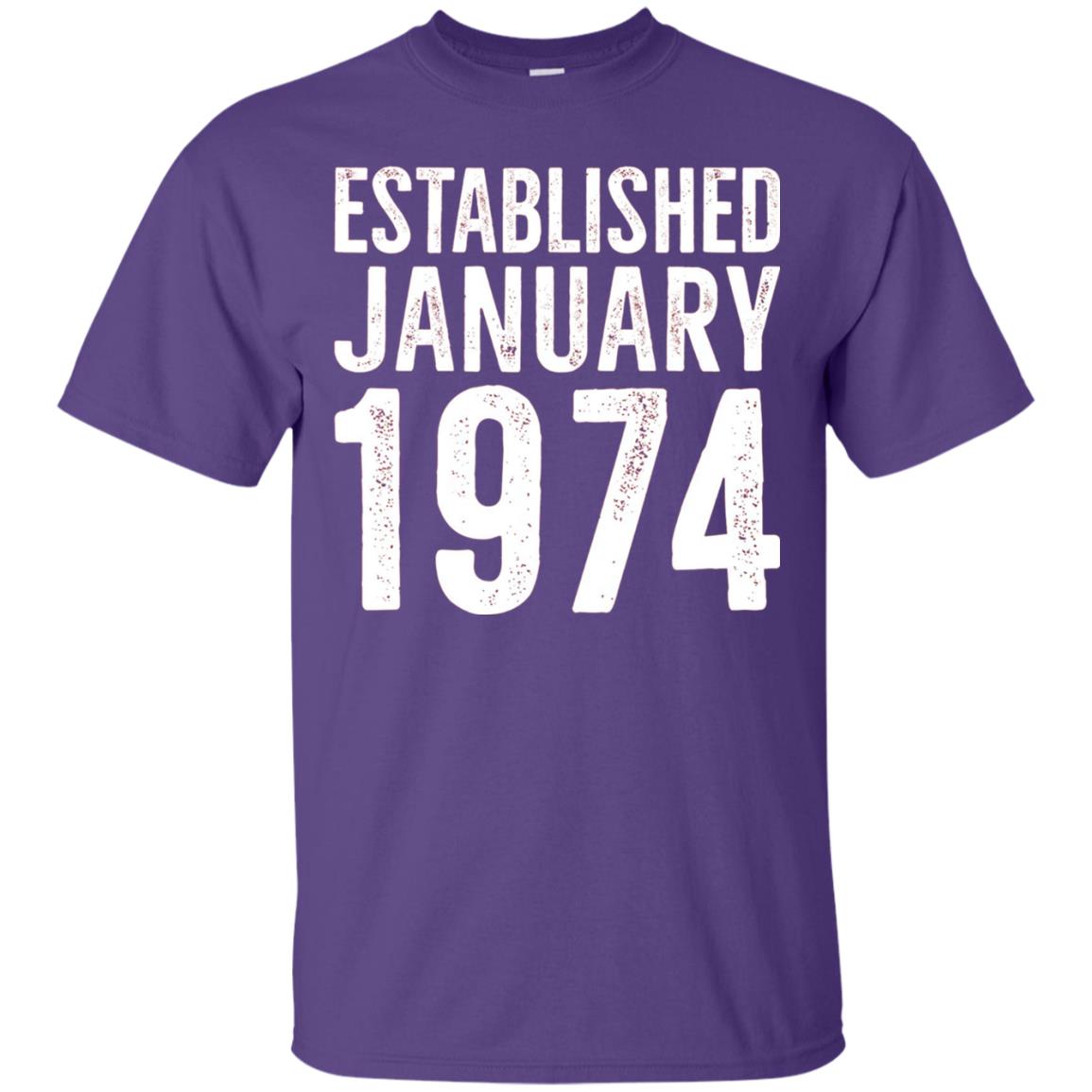 Established January 1974 43rd Birthday T-shirt Purple