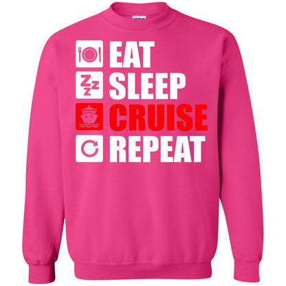 Eat Sleep Cruise Repeat Summer Vacation T-shirt Heliconia