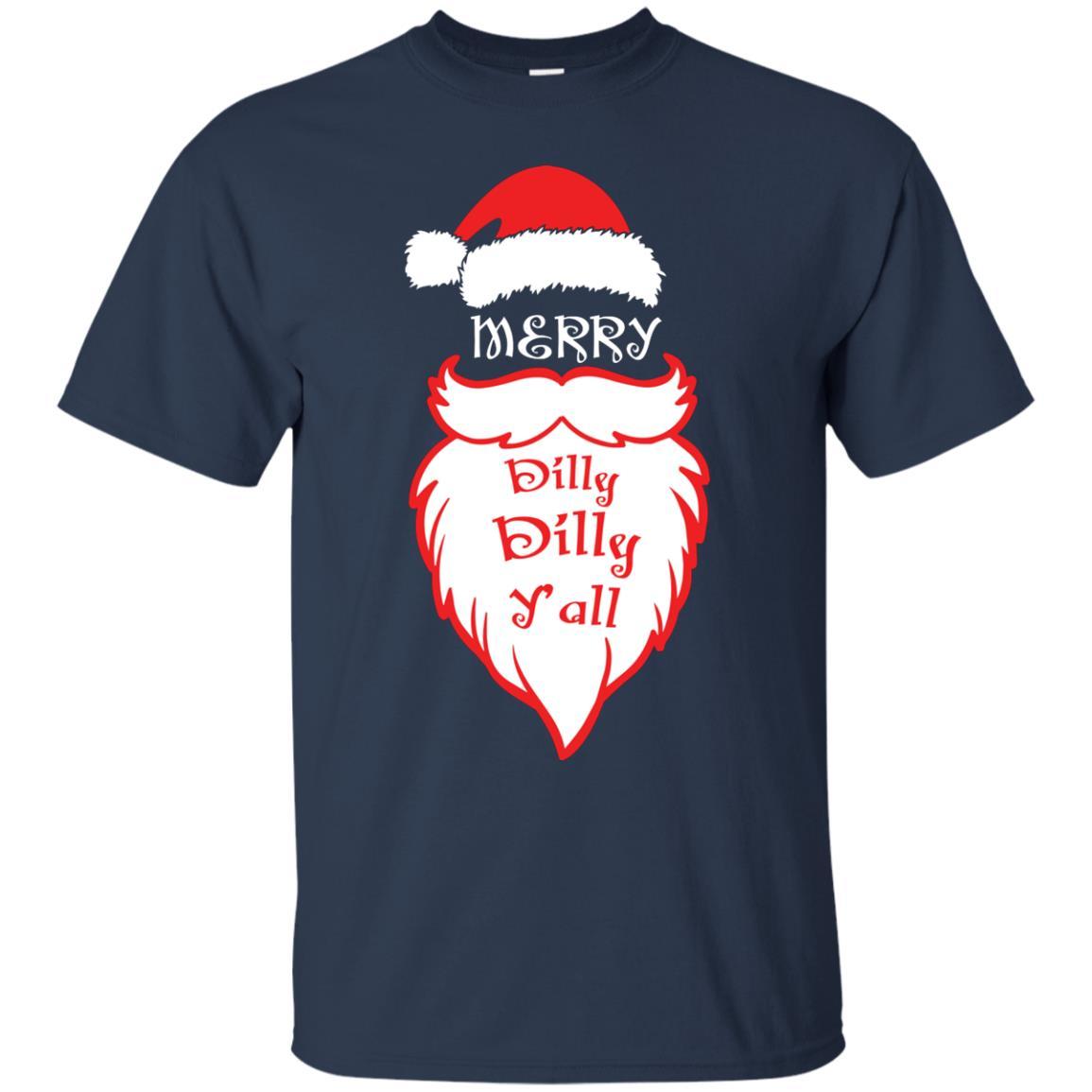 Christmas T-shirt Merry Dilly Dilly Y'all Navy