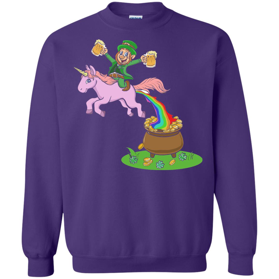 Leprechaun Riding A Unicorn Funny St Patricks Day T-shirt Purple