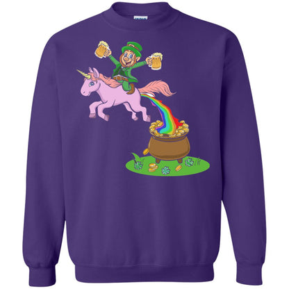 Leprechaun Riding A Unicorn Funny St Patricks Day T-shirt Purple