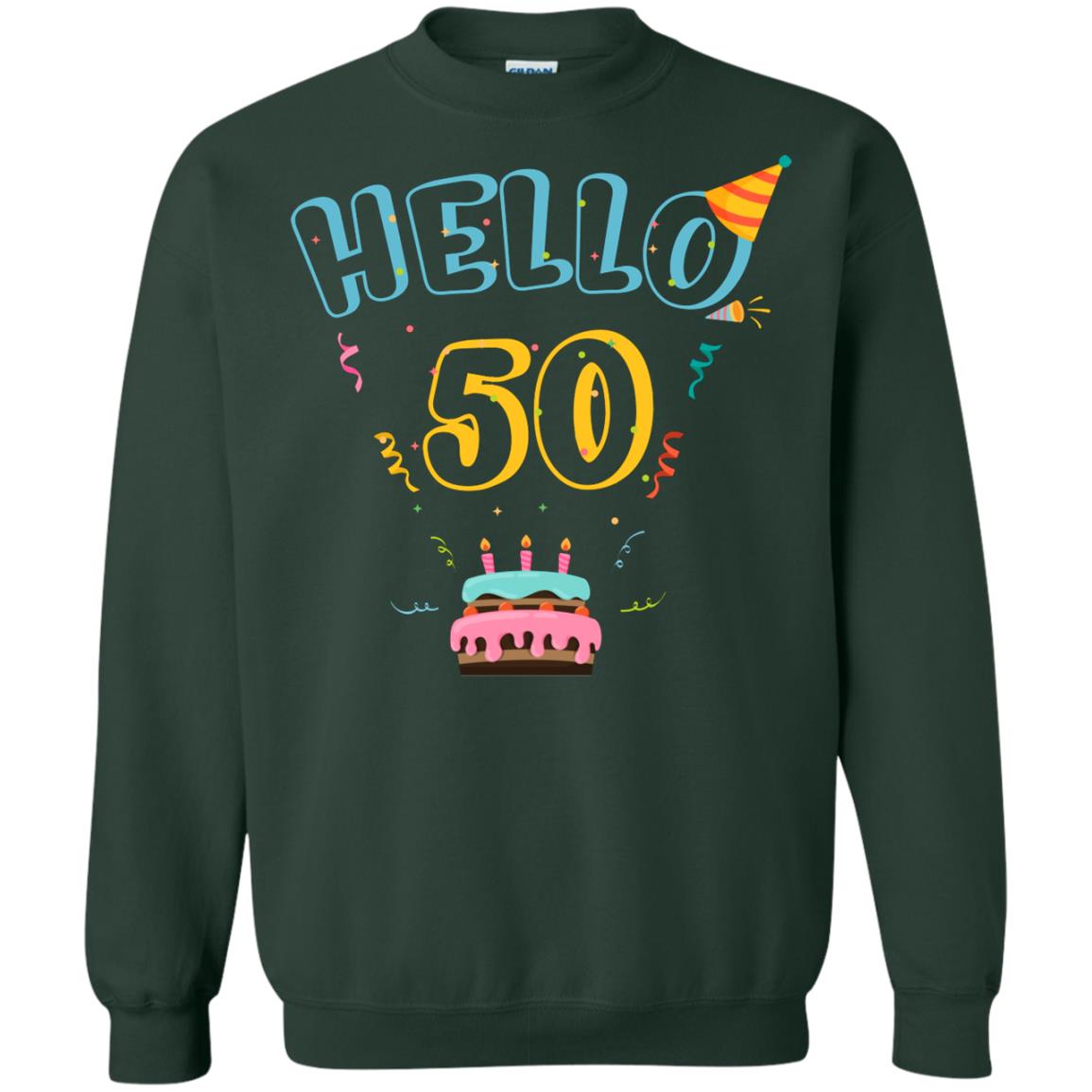 Hello 50 Fifty 50th 1968s Birthday Gift Shirt Forest Green