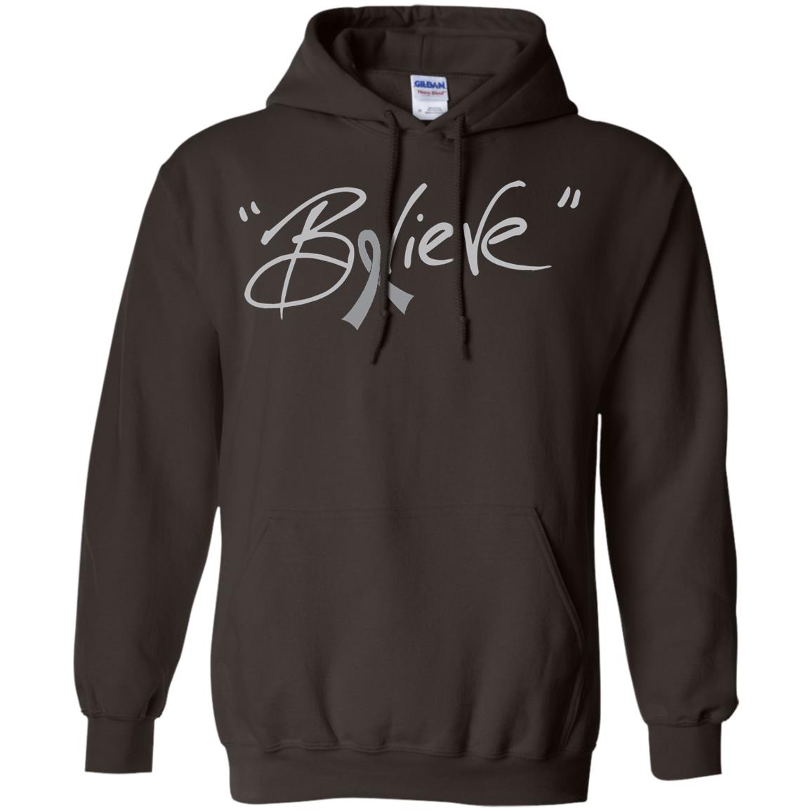 Brain Cancer Awareness Shirt Grey Ribbon Believe Dark Chocolate