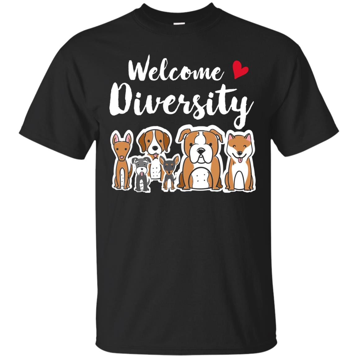 Dog Lover T-shirt Welcome Diversity Black