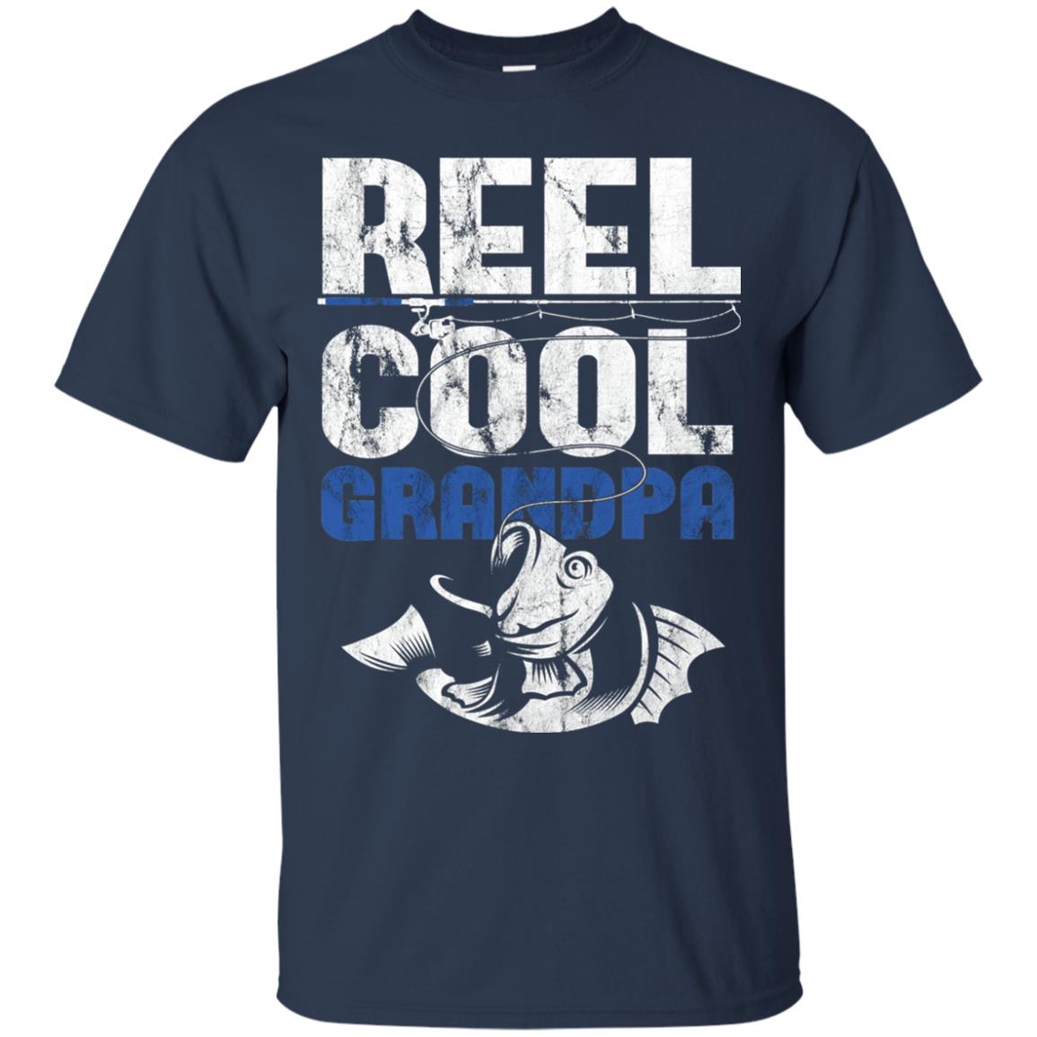 Reel Cool Grandpa Papa Fisherman T-shirt Navy