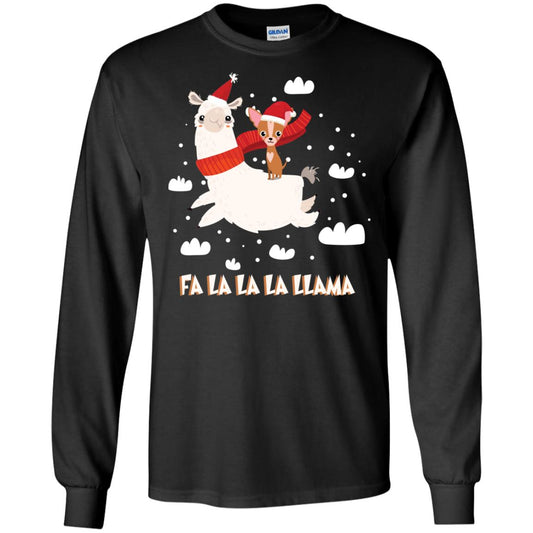 Fa La La La Llama With Chihuahua X-mas Gift Shirt Black