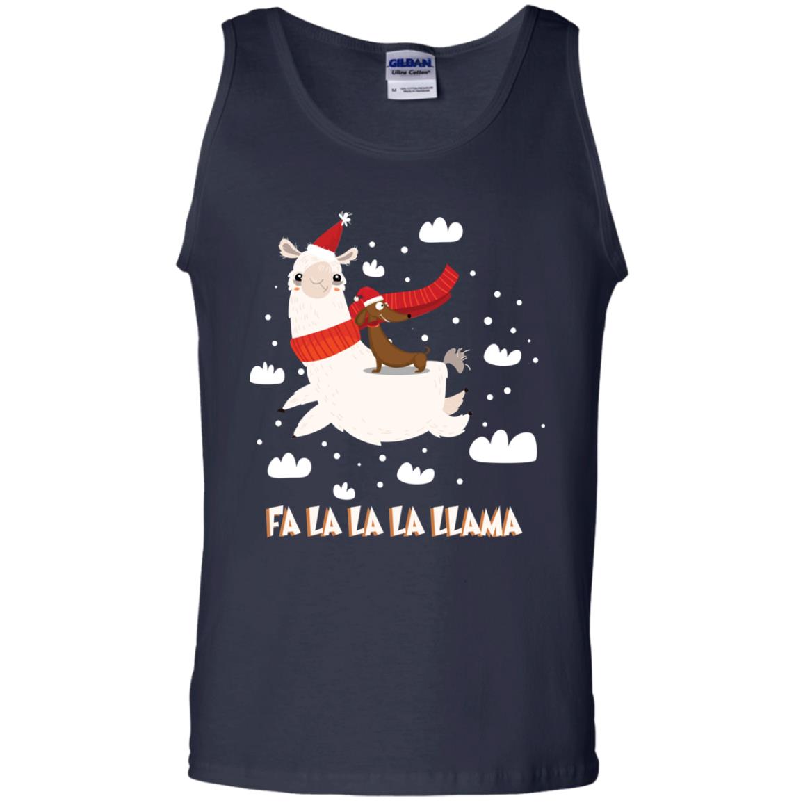 Fa La La La Llama With Dachshund X-mas Gift Shirt Navy