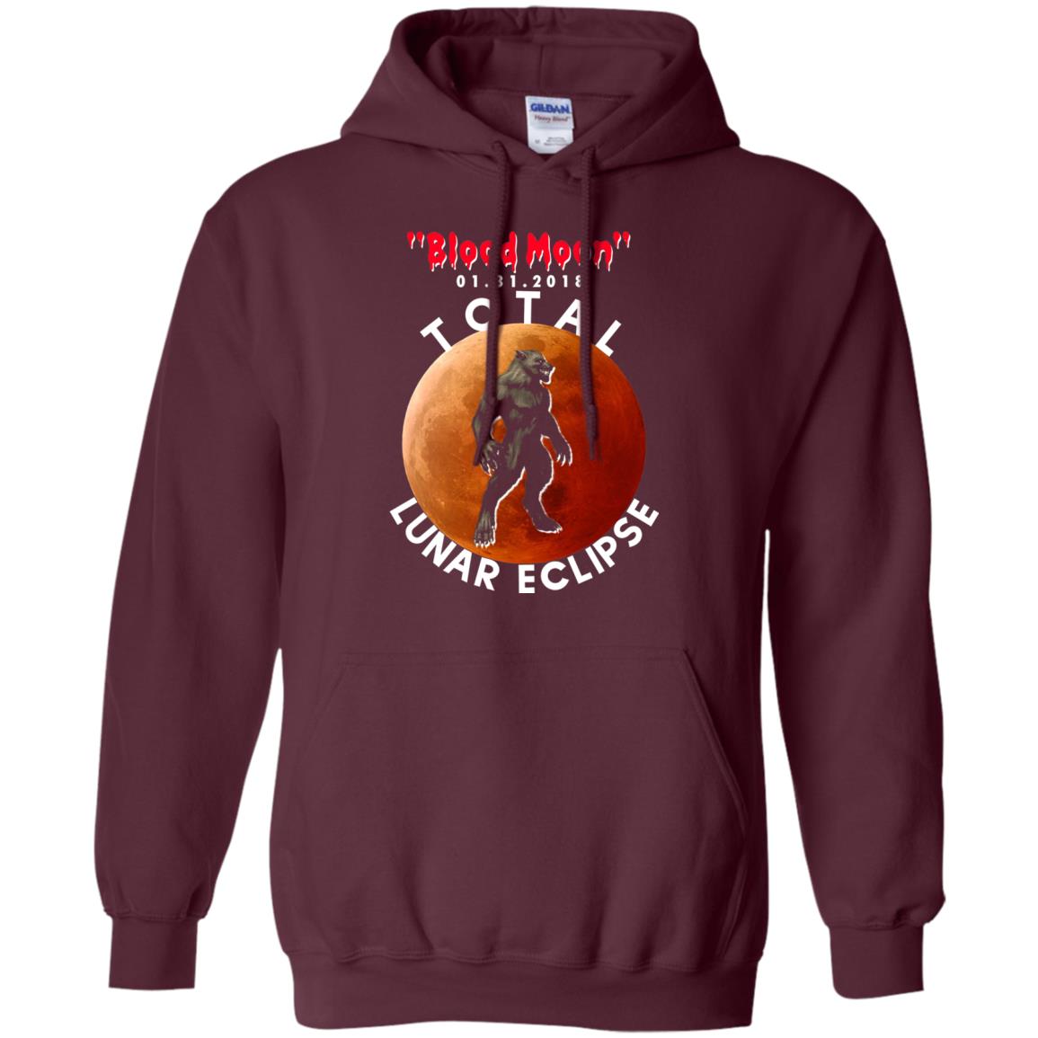 Best Total Lunar Eclipse Shirt 2018 - Blood Moon Werewolf T-shirt Maroon