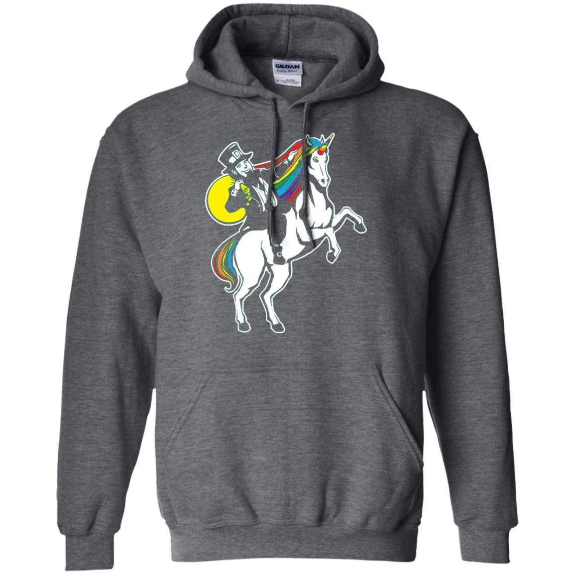 St Patrick Day Lepricorn Leprechaun Riding Unicorn T-shirt Dark Heather