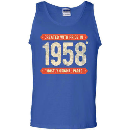 Created With Pride In 1958 Mostly Original Parts 60th Birthday T-shirt Royal