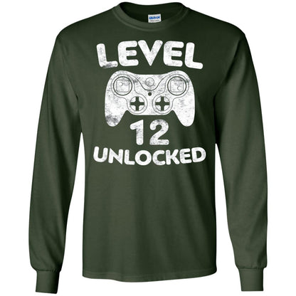 Level 12 Unlocked 12th Video Gamer Birthday Shirt Forest Green
