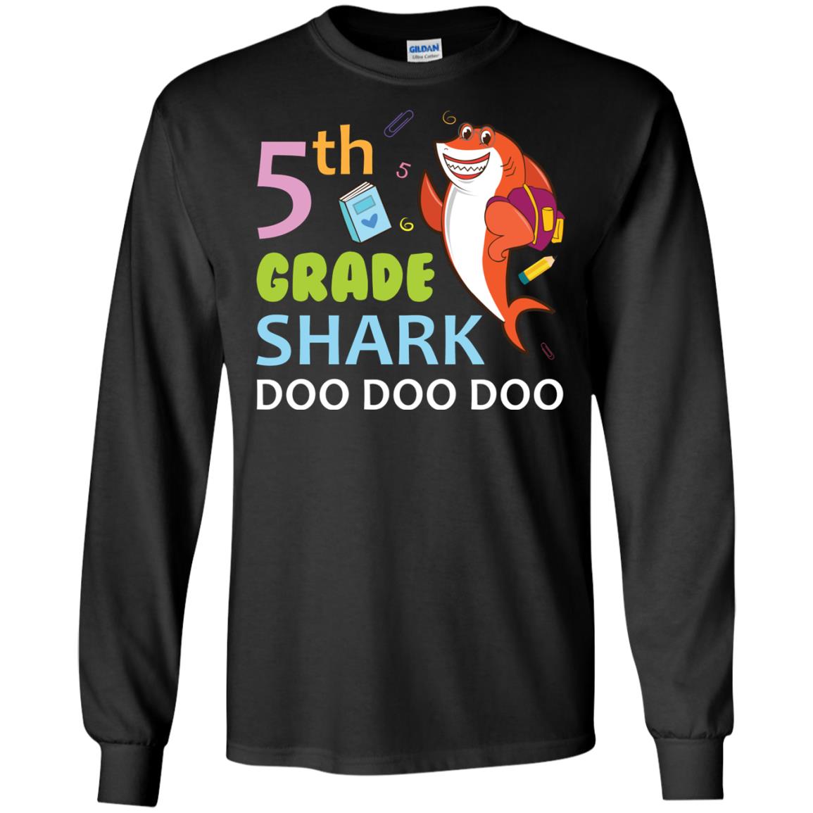 5th Grade Shark Doo Doo Doo Back To School T-shirt Black