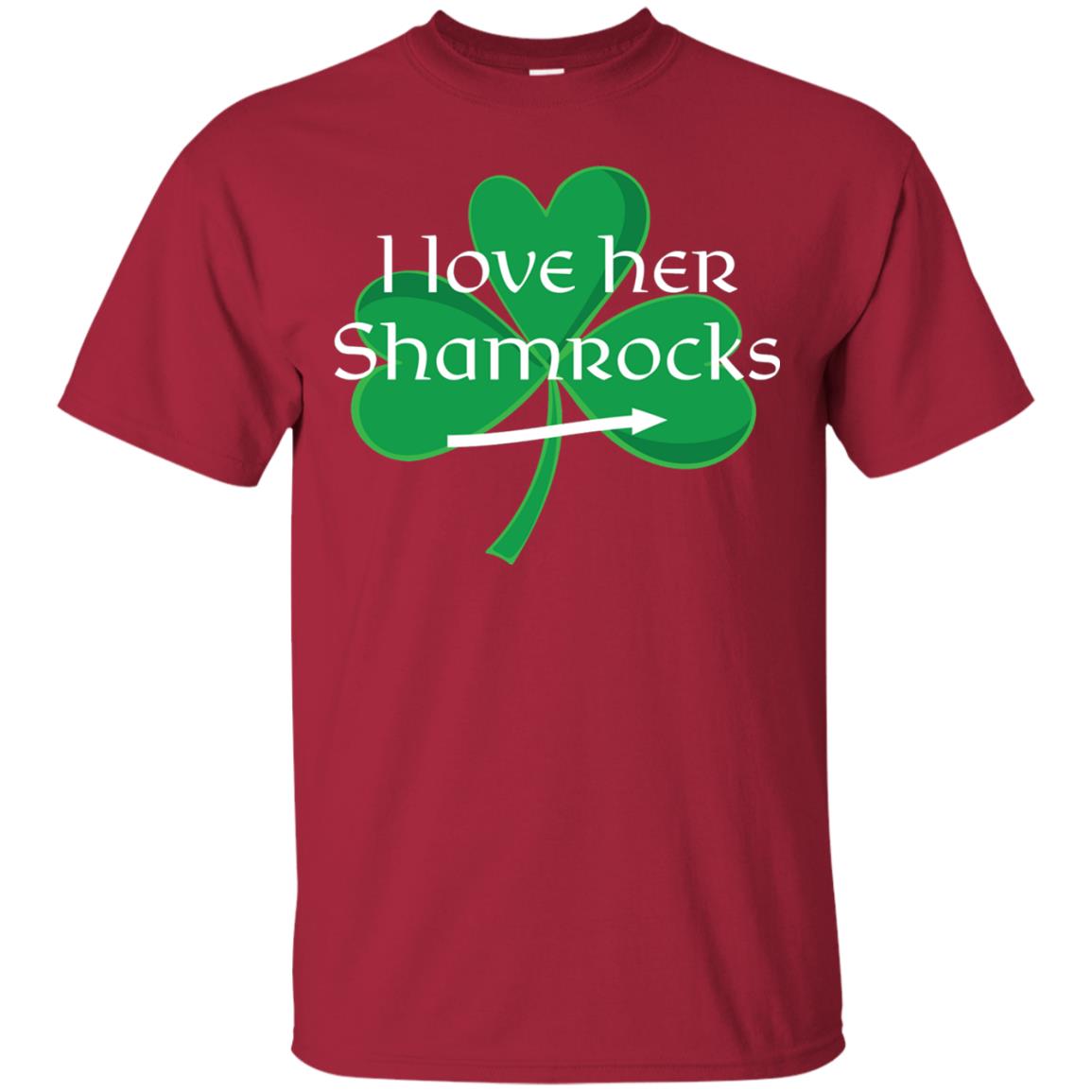 Saint Patrick_s Day T-shirt I Love Her Shamrocks Cardinal