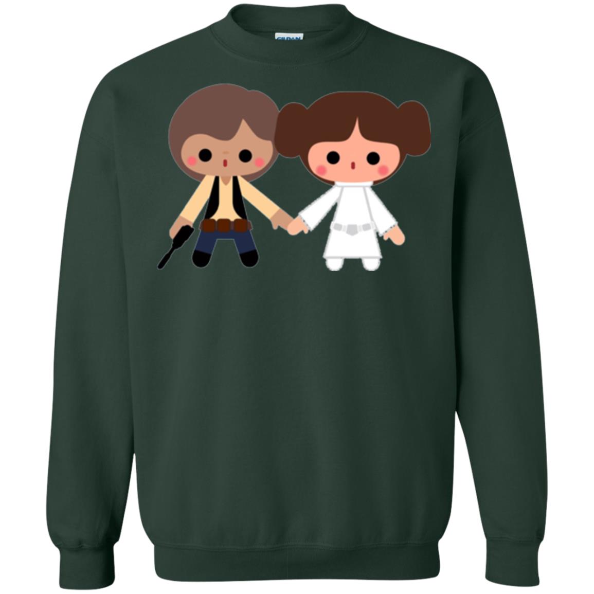 Cartoon T-shirt Han Solo Princess Leia Forest Green