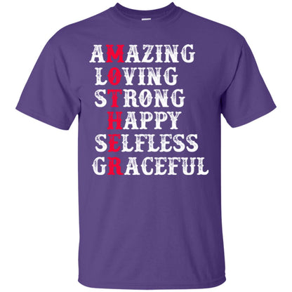 Mother T-shirt Amazing Loving Strong Happy Selfless Graceful Purple