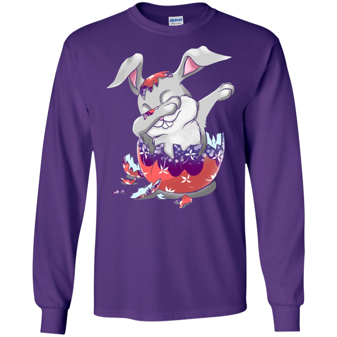 Funny Dabbing Bunny T-shirt For Kids Easter Gift Purple