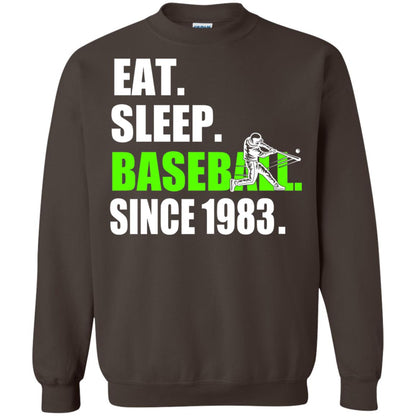 Eat Sleep Baseball Since 1983 35th Birthday Shirt Dark Chocolate