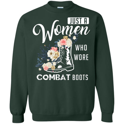 Just A Women Who Wore Combat Boots Female Veteran T-shirt Forest Green