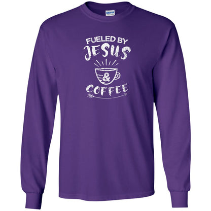 Fueled By Jesus And Coffee Coffee Lover T-shirt Purple
