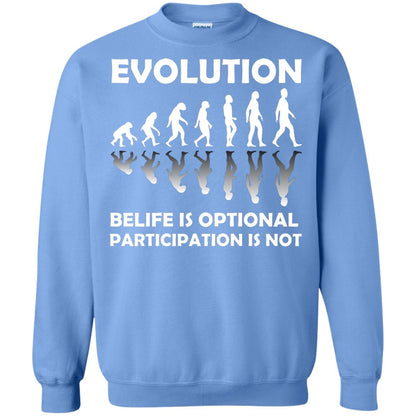 Evolution Belife Is Optional Participation Is Not Shirt Carolina Blue