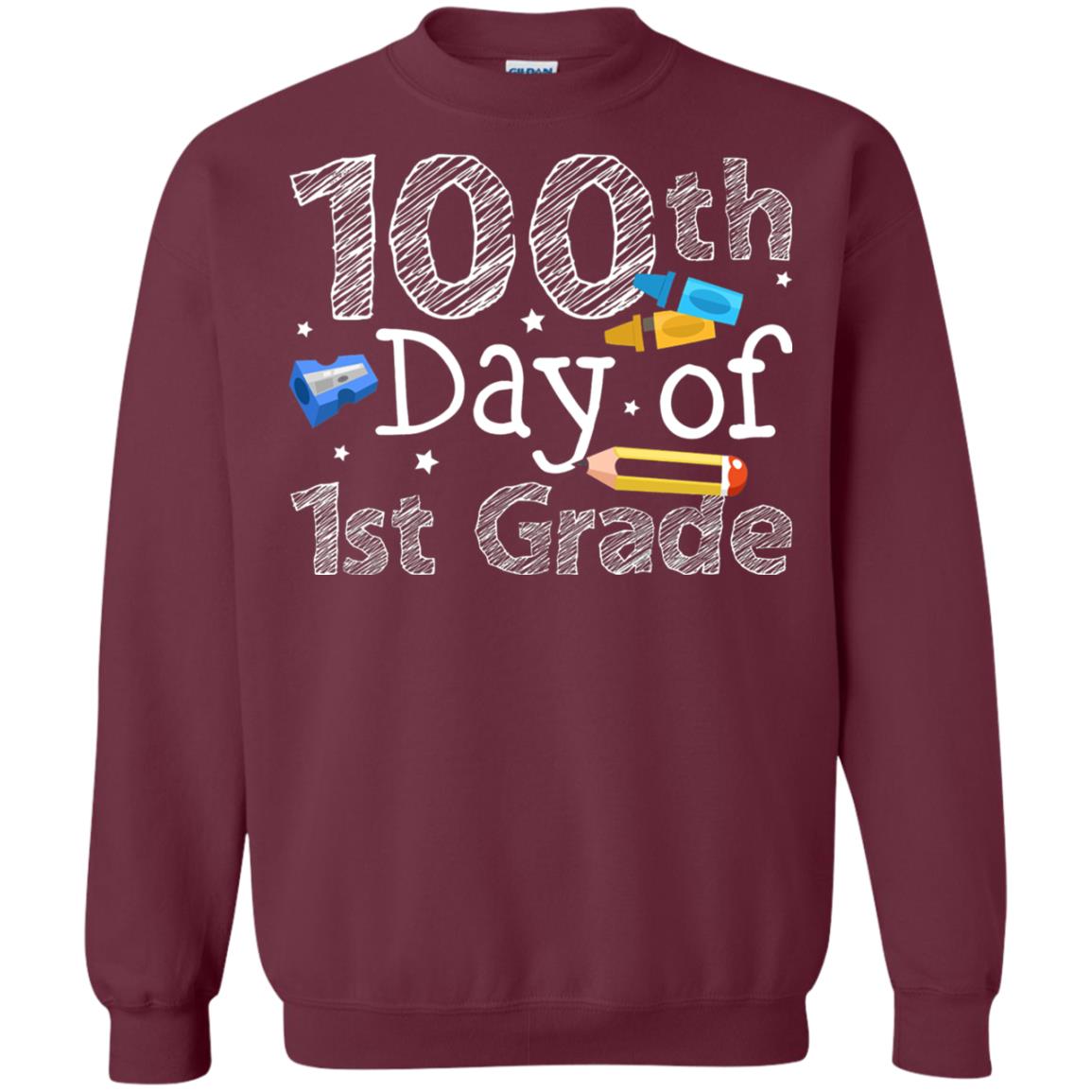 Kindergarten T-shirt 100th Day Of 1st Grade Maroon
