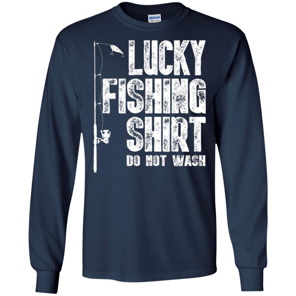 Fisherman T-shirt Lucky Fishing Shirt Do Not Wash Navy