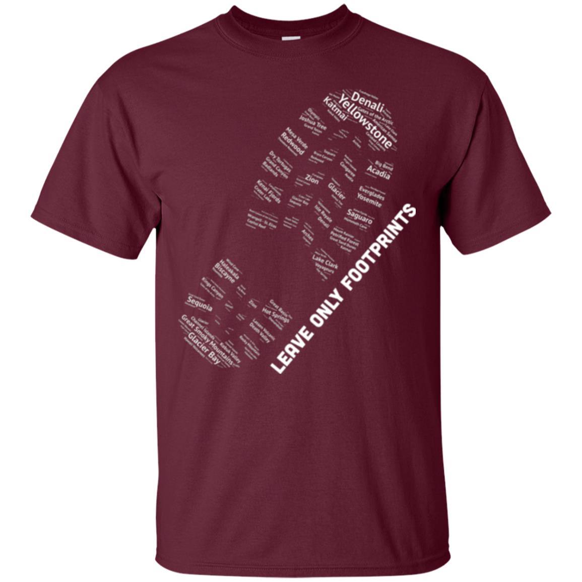 National Parks Boot Print Shirt Listing All T-shirt Maroon