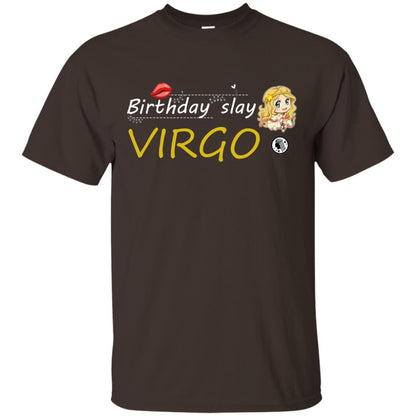 Cute Virgo Girl Birthday Lip Slay T-shirt Dark Chocolate
