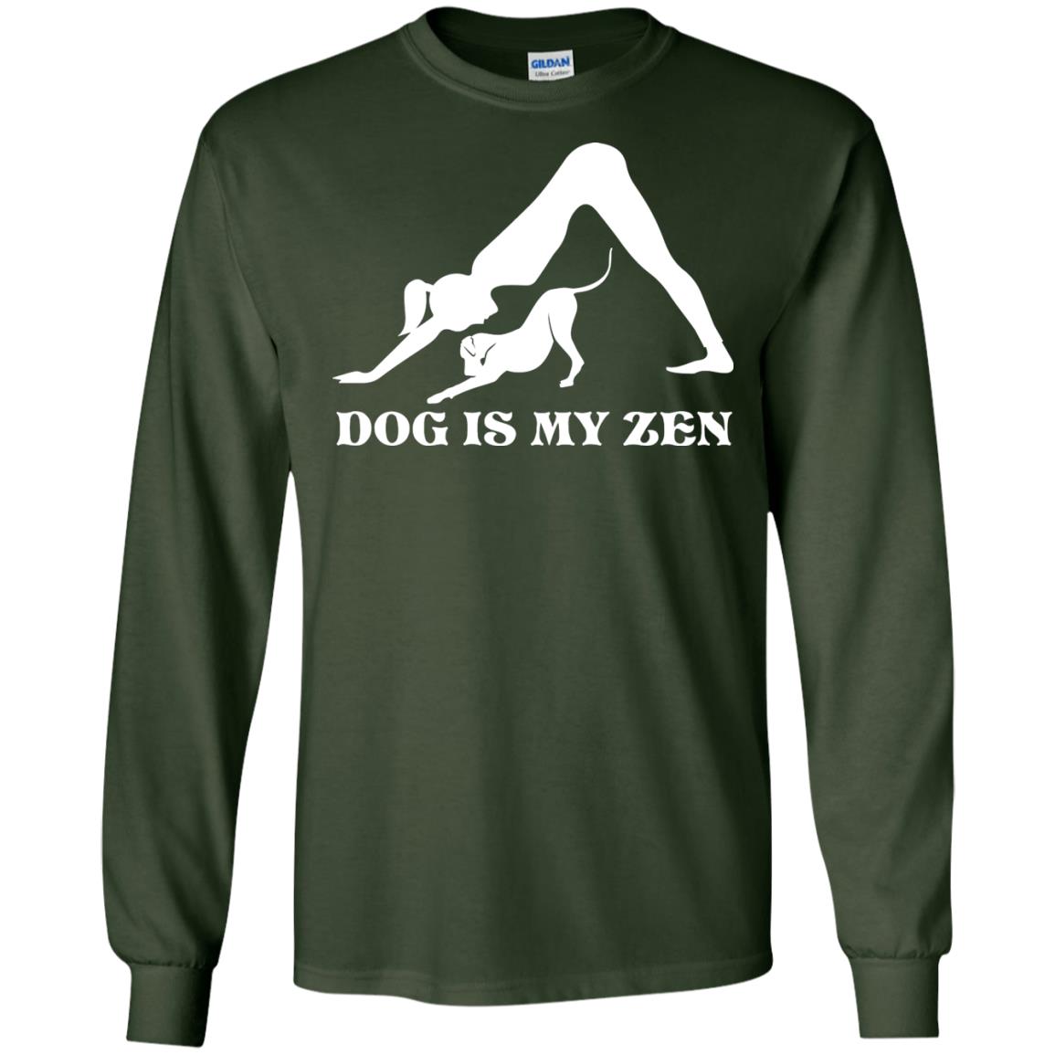 Yoga Dog T-shirt Dog Is My Zen Forest Green