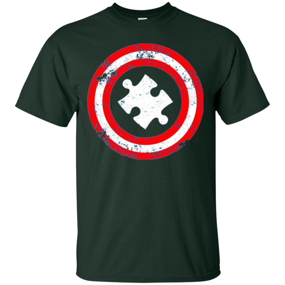 Captain Autism Superhero T-shirt Autism Awareness Forest Green