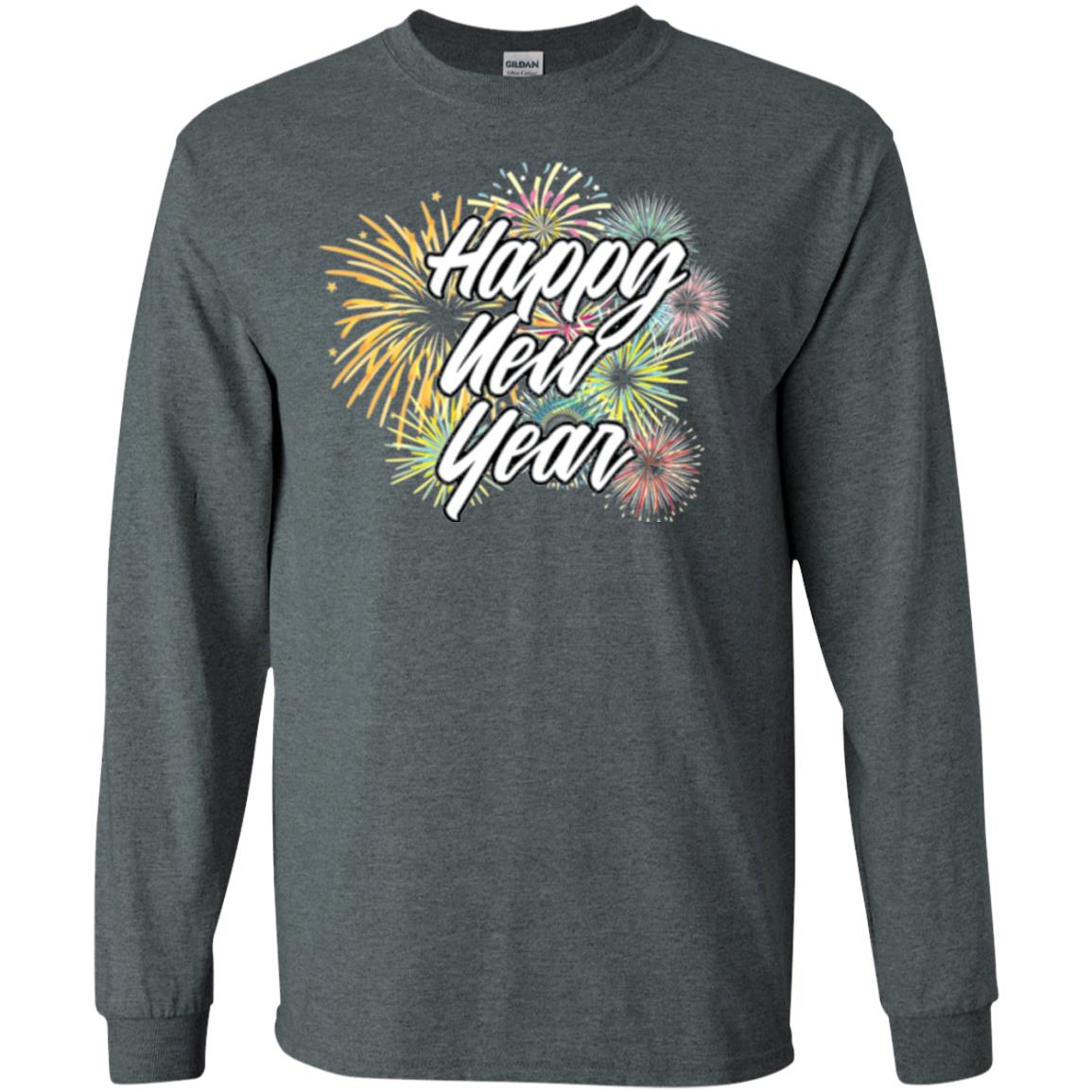Happy New Year T-shirt Fireworks Dark Heather
