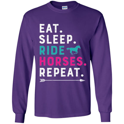 Horseback Lovers T-shirt Eat Sleep Ride Horses Repeat Purple