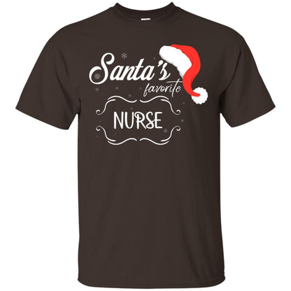 Santa's Favorite Nurse Nursing X-mas Gift Shirt For Nurse Dark Chocolate