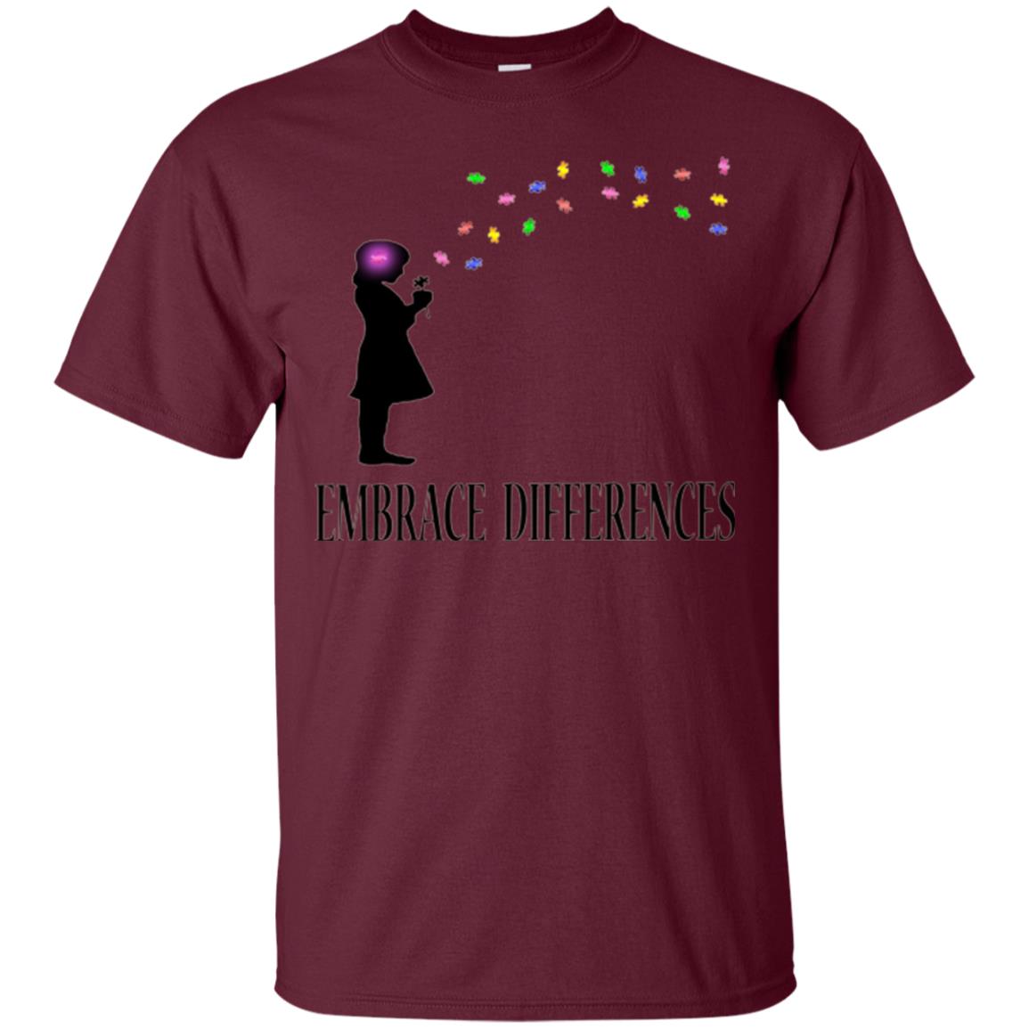 Embrace Differences Shirt Proud Autism Awareness T-shirt Maroon