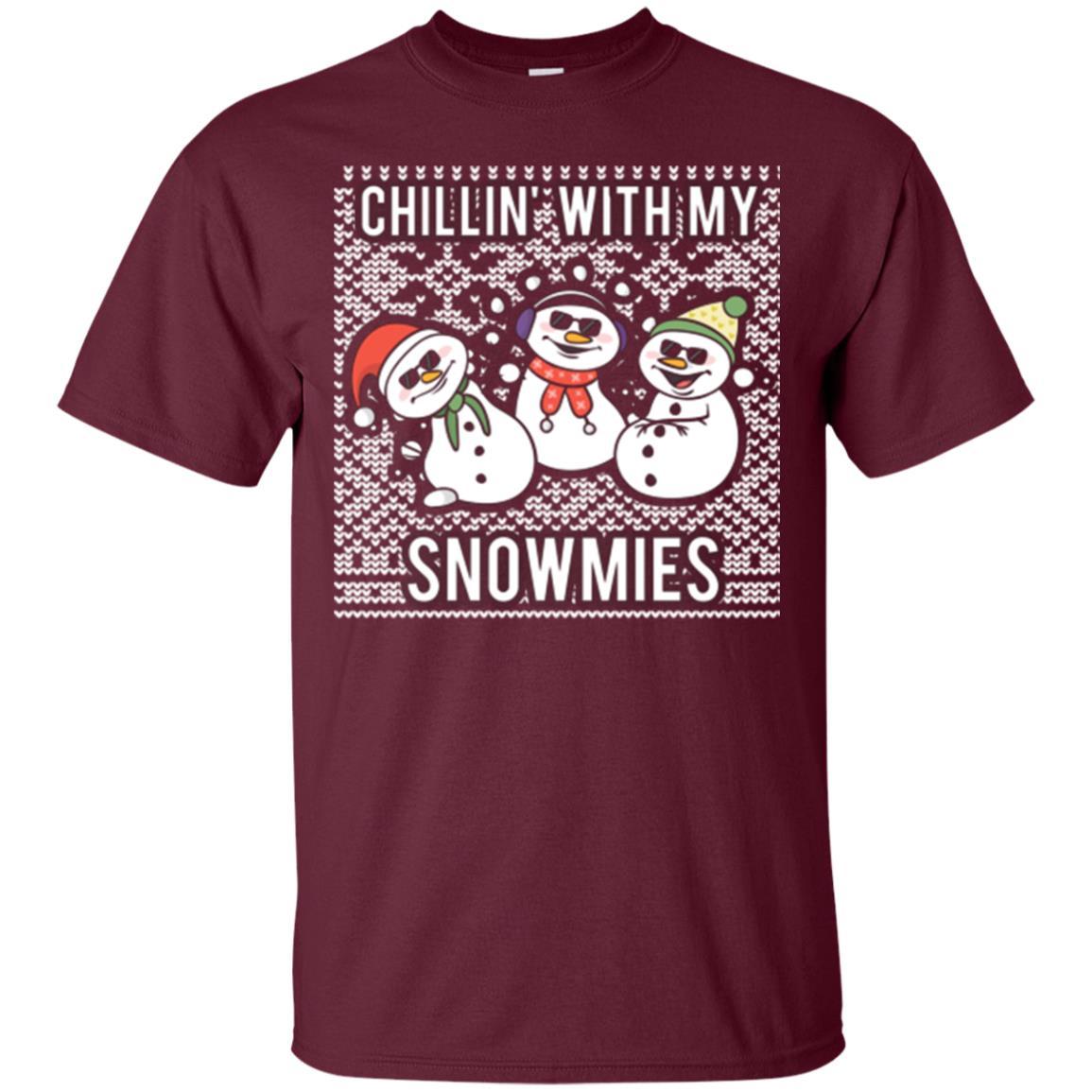 Christmas T-shirt Chillin' With My Snowmies Maroon
