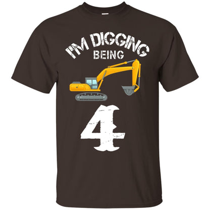 4th Birthday T-shirt I_m Digging Being 4 Birthday Dark Chocolate
