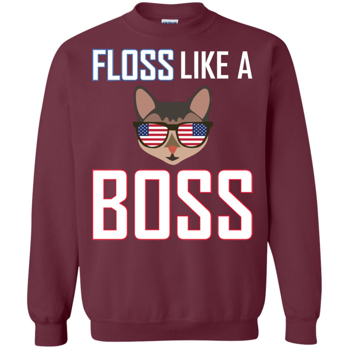 Floss Like A Boss Cat Shirt Maroon