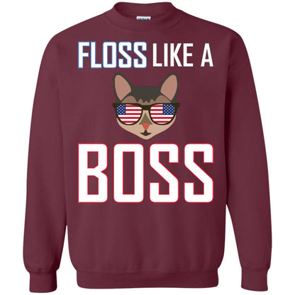 Floss Like A Boss Cat Shirt Maroon
